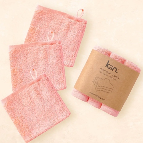 Kiin Wash Cloths 3 pack in Peony